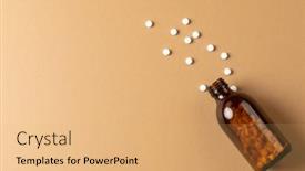 Presentation with pill bottle - Theme consisting of composition-of-brown-glass-pill background and a  colored foreground