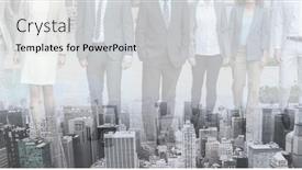  Presentation with connections - Slide set consisting of composition-of-business-people-over background and a light gray colored foreground