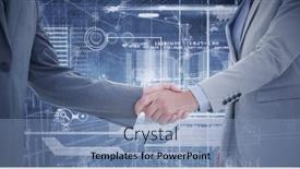  Presentation with shaking hands - Audience pleasing PPT layouts consisting of composition-of-businessman-and-businesswoman backdrop and a light blue colored foreground