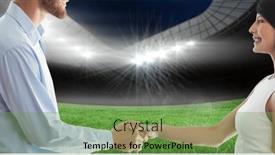  Presentation with business competition - Slides having composition-of-businessman-and-businesswoman background and a seafoam green colored foreground