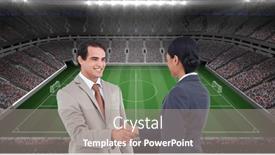  Presentation with business competition - Presentation theme enhanced with composition-of-businessman-and-businesswoman background and a gray colored foreground