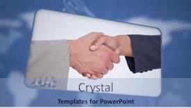  Presentation with business networking - Presentation design having composition-of-businessman-and-businesswoman background and a light blue colored foreground