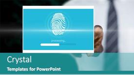  Presentation with digital identity - Beautiful presentation featuring composition-of-businessman-touching-interactive backdrop and a teal colored foreground