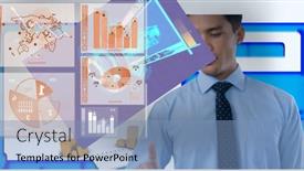  Presentation with connections - Audience pleasing PPT theme consisting of composition-of-businessman-touching-interactive backdrop and a teal colored foreground