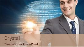  Presentation with coding - Theme with composition-of-businessman-touching-interactive background and a coral colored foreground