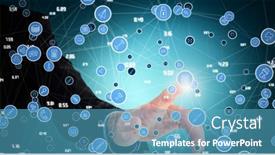  Presentation with business networking - Beautiful PPT theme featuring composition-of-businessman-touching-screen backdrop and a teal colored foreground