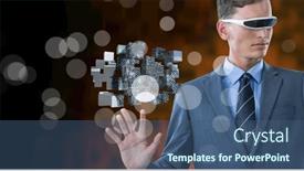  Presentation with digital fingerprint - Presentation theme with composition-of-businessman-with-vr background and a ocean colored foreground