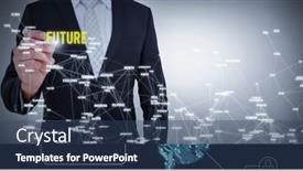  Presentation with data processing - Cool new theme with composition-of-businessman-writing-future backdrop and a ocean colored foreground