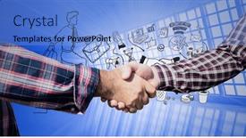  Presentation with blue global - Cool new PPT layouts with composition-of-businessmen-shaking-hands backdrop and a light blue colored foreground