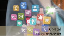  Presentation with digital image - Slide set enhanced with composition-of-businesswoman-touching-screen background and a coral colored foreground