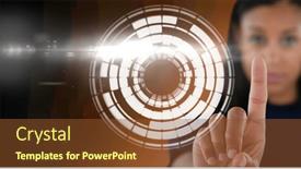  Presentation with digital identity - PPT theme enhanced with composition-of-businesswoman-touching-screen background and a tawny brown colored foreground