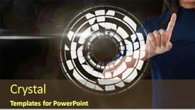  Presentation with digital identity - Slide set having composition-of-businesswoman-touching-screen background and a tawny brown colored foreground