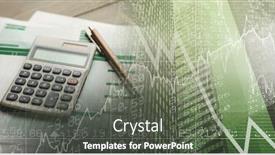  Presentation with digital finance - Beautiful presentation theme featuring composition-of-calculator-and-documents backdrop and a dark gray colored foreground