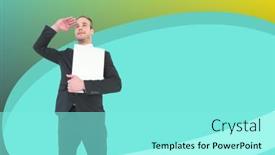  Presentation with bubble - Slide set enhanced with composition-of-caucasian-businessman-saluting background and a arctic colored foreground