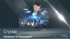  Presentation with digital image processing - Slide deck enhanced with composition-of-caucasian-businessman-touching background and a ocean colored foreground