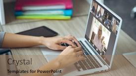  Presentation with digital image - Presentation design with composition-of-caucasian-businesswoman-having background and a coral colored foreground