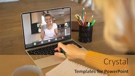  Presentation with image processing - Slide set consisting of composition-of-caucasian-businesswoman-having background and a gold colored foreground