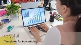  Presentation with global laptop - Slide set having composition-of-caucasian-businesswoman-using background and a mint green colored foreground