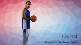  Presentation with competition - Slide deck with composition-of-caucasian-male-basketball background and a light blue colored foreground