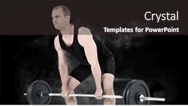  Presentation with barbell - Presentation theme consisting of composition-of-caucasian-male-weightlifter background and a dark gray colored foreground