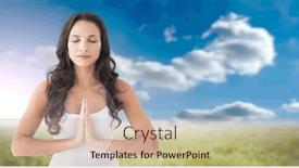  Presentation with wellbeing - Presentation consisting of composition-of-caucasian-woman-meditating background and a coral colored foreground