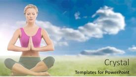  Presentation with wellbeing - Presentation theme consisting of composition-of-caucasian-woman-meditating background and a mint green colored foreground