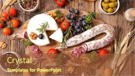  Presentation with charcuterie - Presentation theme having composition of charcuterie cheese olive and fruits background and a red colored foreground