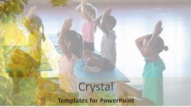  Presentation with children fitness - Slides consisting of composition-of-children-practicing-yoga background and a yellow colored foreground