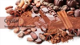  Presentation with cocoa beans - Beautiful slides featuring composition of chocolate sweets cocoa backdrop and a red colored foreground