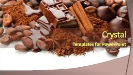  Presentation with white chocolate - Audience pleasing theme consisting of composition of chocolate sweets cocoa backdrop and a tawny brown colored foreground