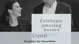  Presentation with diverse business people - PPT theme consisting of composition-of-clebrate-amazing-bosses background and a light gray colored foreground
