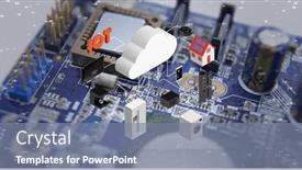  Presentation with circuit - Presentation design consisting of composition-of-cloud-with-icons background and a seafoam green colored foreground