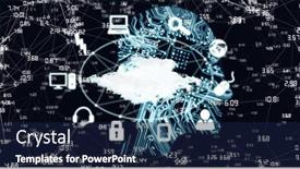  Presentation with cloud technology - Slide deck having composition-of-cloud-with-icons background and a navy blue colored foreground