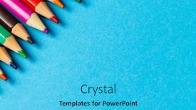  Presentation with crayons - Presentation theme with composition-of-colorful-crayons background and a cyan colored foreground