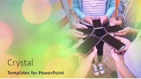  Presentation with colorful circles - Colorful presentation theme enhanced with composition-of-colorful-light-circles backdrop and a yellow colored foreground