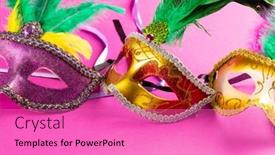  Presentation with mardi - Slide set having composition-of-colourful-mardi-gras background and a coral colored foreground
