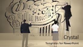  Presentation with digital - Presentation theme with composition of concept showing business background and a coral colored foreground