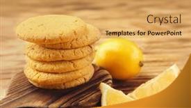  Presentation with lemons - Slides enhanced with composition of cookies and lemons on wooden background closeup background and a yellow colored foreground