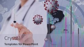  Presentation with global health - PPT theme enhanced with composition-of-covid-19-cells background and a light blue colored foreground