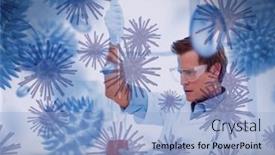  Presentation with global health - PPT theme having composition-of-covid-19-cells background and a light blue colored foreground