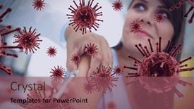  Presentation with biohazard - PPT theme consisting of composition-of-covid-19-cells background and a violet colored foreground