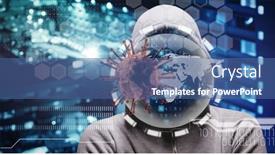  Presentation with data processing - Presentation design with composition-of-covid-19-virus background and a ocean colored foreground