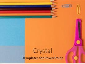 Composition Of Crayons Scissors PPT template 69 | CrystalGraphics