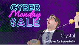  Presentation with man holding phone - Amazing PPT layouts having composition-of-cyber-monday-sale backdrop and a  colored foreground