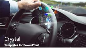  Presentation with digital car - Beautiful PPT theme featuring composition-of-data-processing backdrop and a dark gray colored foreground
