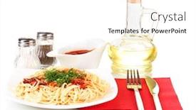  Presentation with spaghetti - Beautiful slides featuring composition-of-delicious-cooked-spaghetti backdrop and a white colored foreground