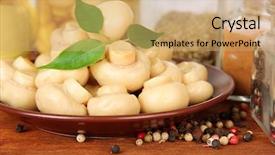  Presentation with oil and gas - Colorful presentation enhanced with composition of delicious marinated mushrooms backdrop and a  colored foreground