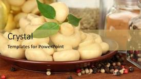  Presentation with oil and gas production - Beautiful slide deck featuring composition of delicious marinated mushrooms backdrop and a  colored foreground