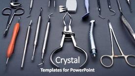  Presentation with equipment - Amazing slide set having composition of different dental equipment backdrop and a dark gray colored foreground