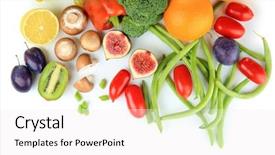  Presentation with vegetables - Audience pleasing PPT theme consisting of composition of different fruits backdrop and a white colored foreground